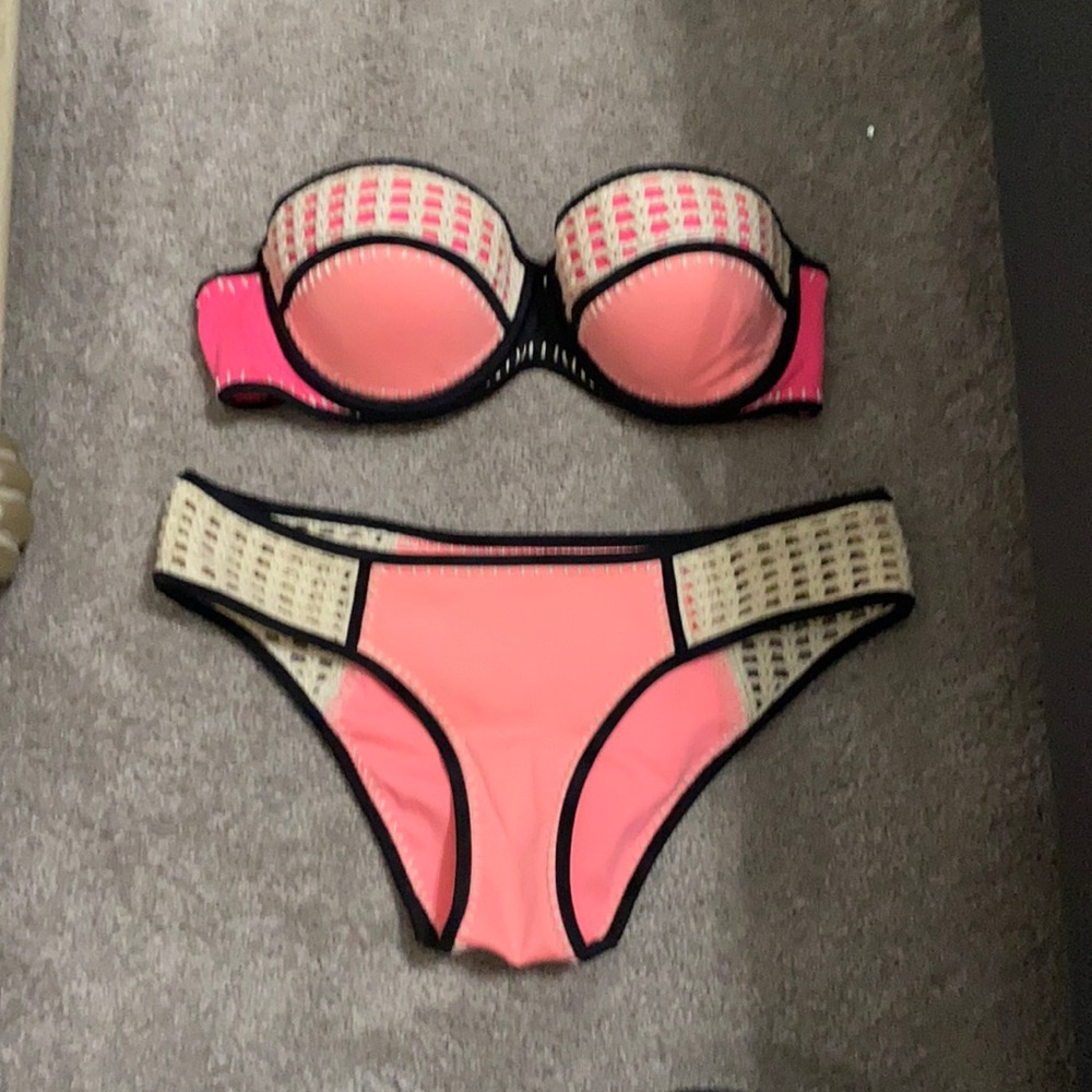 pink swim suit padded set